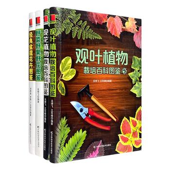 花果植物图鉴精装4册，铜版纸全彩，植物研究专家撰写，精选1000余种花果蔬菜，图文并茂地介绍形态特征、生活习性、养护方法、种植方式等方面，极具观赏与参考价值。