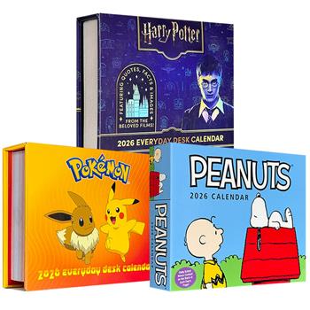 英文原版进口，2026年台历《宝可梦》《哈利·波特》《史努比》任选！撕页日历，一日一页，装帧精美，全彩图文，可平铺记录每日计划，也可折叠立式展示。