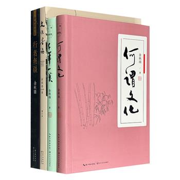 著名散文作家余秋雨文化读本4册，收录余秋雨考察人类各大文明遗迹后创作的《文化苦旅》《行者无疆》《千年一叹》，及其对文化根本问题给出自身见解的《何谓文化》。